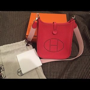 HERMES Evelyne Mini Sakura Rose Jaipur Rouge Bag